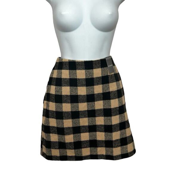Primark Buffalo Plaid Mini Skirt Sz 4 Wool Blend Back Seam Zipper New - Picture 2 of 8